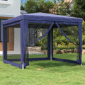 Party Tent with 4 Mesh Sidewalls Blue 9.8'x9.8' HDPE D645