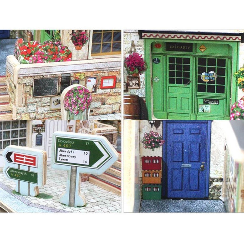 Britain Bar Pub Life Scene 3D Wooden Dollhouse Miniature With Furniture X59527