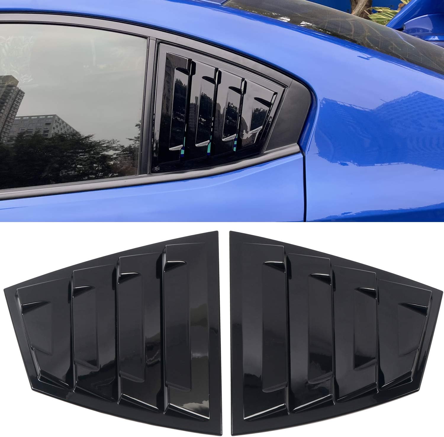 Back Side Window Louvers Cover ABS 2PCS Carbon Fiber Grain W51369