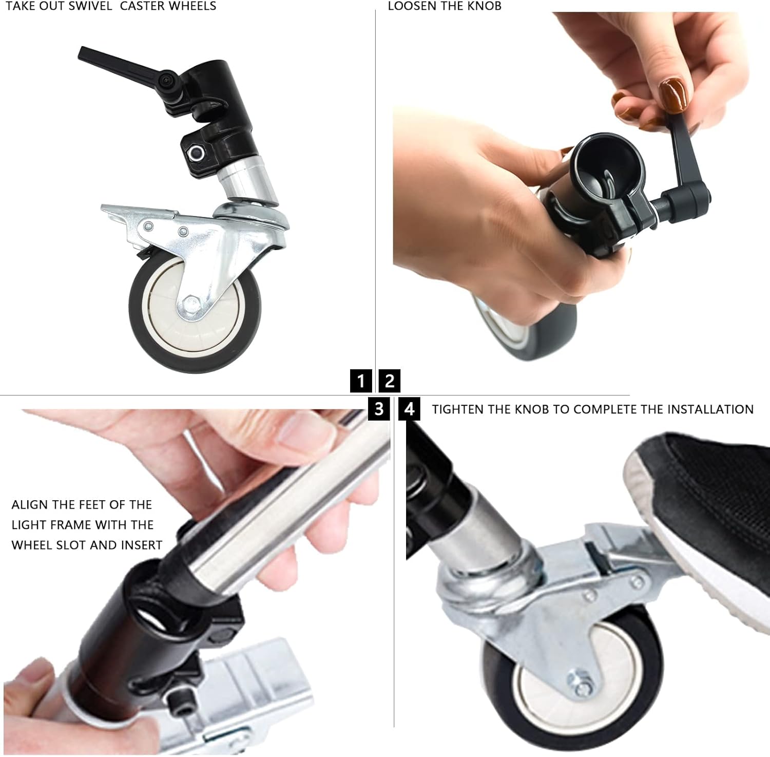 3pcs All Metal Swivel Caster Wheels Set with Brake Q35454