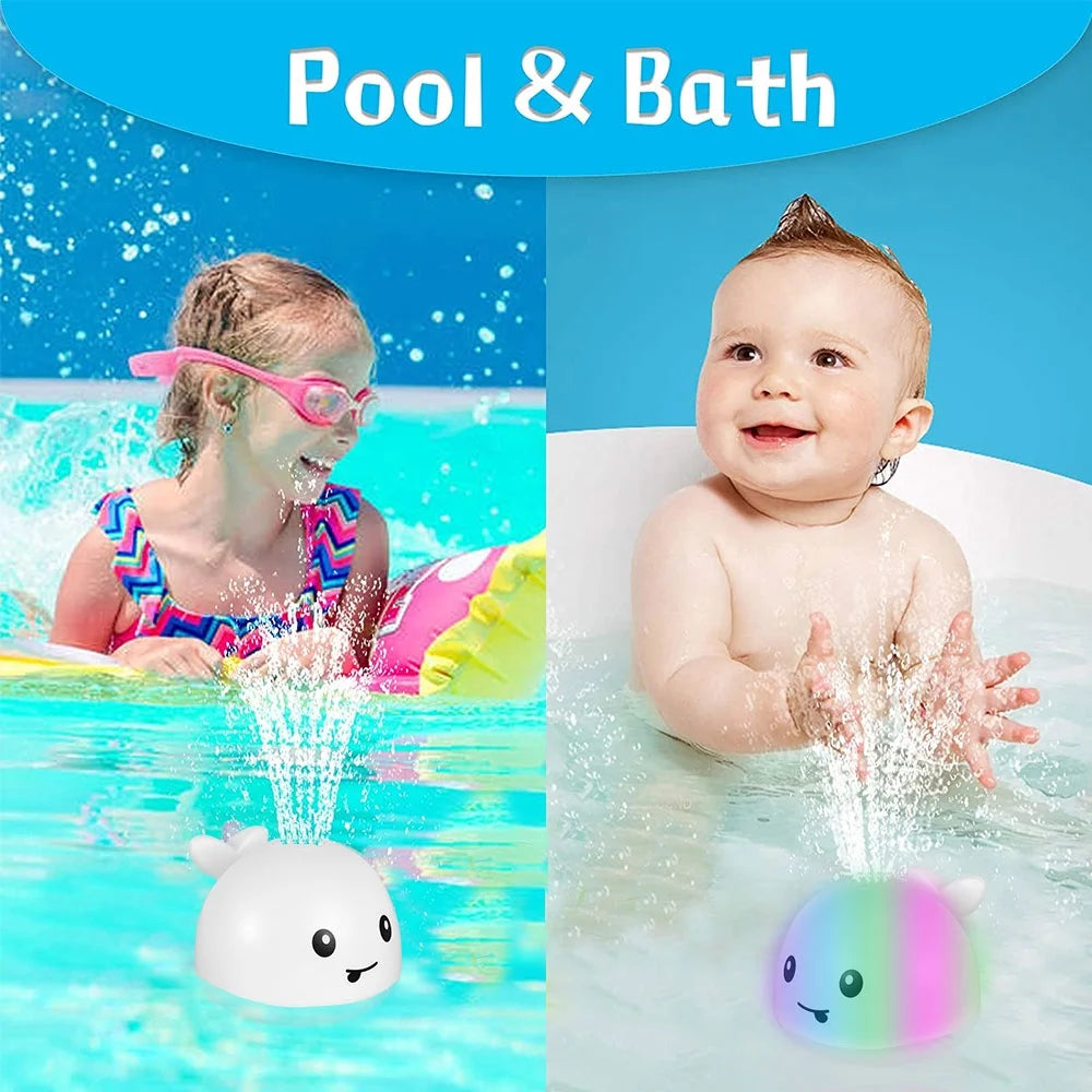 Baby Bath Toy Light up Whale Bath Toy 2 in 1 Induction Water Spray Toy Automatic Sprinkler Bathtub Toy with LED Light U609780