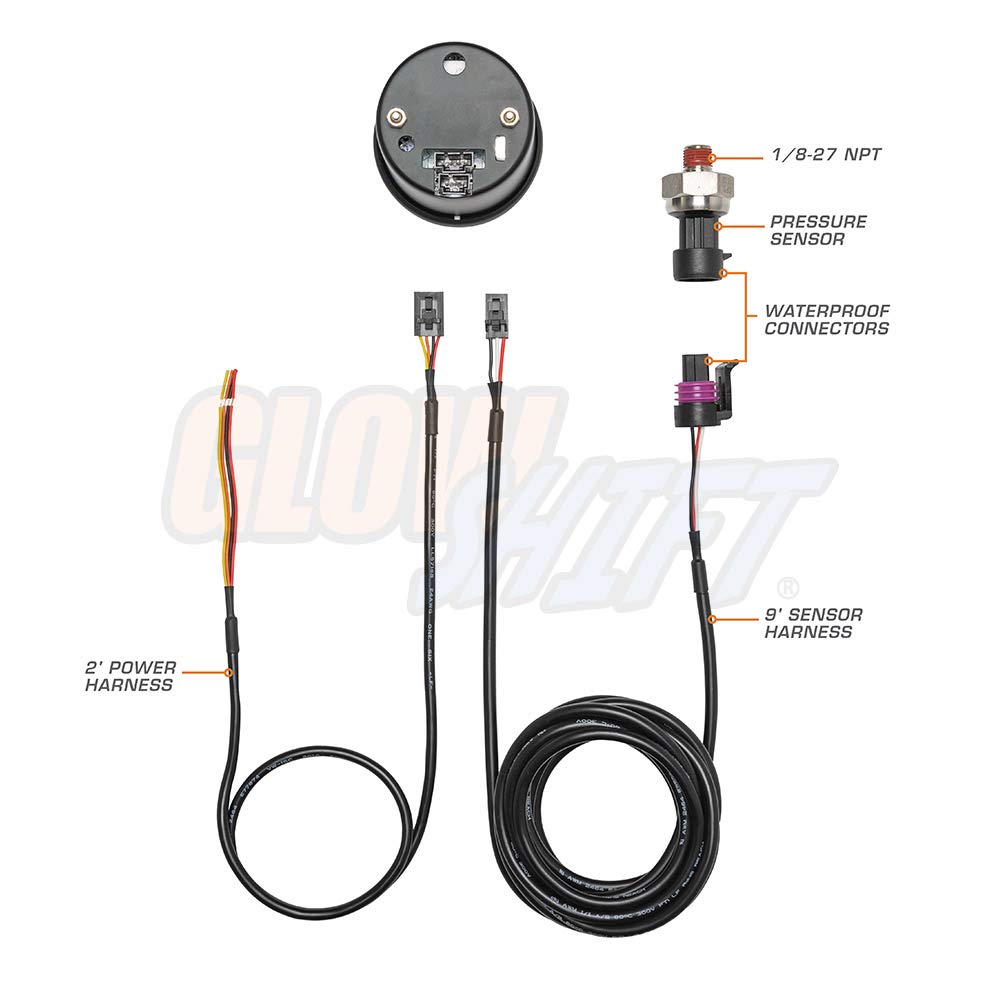 10 Color Digital 100 PSI Fuel Pressure Gauge Kit with Electronic Sensor Q18651