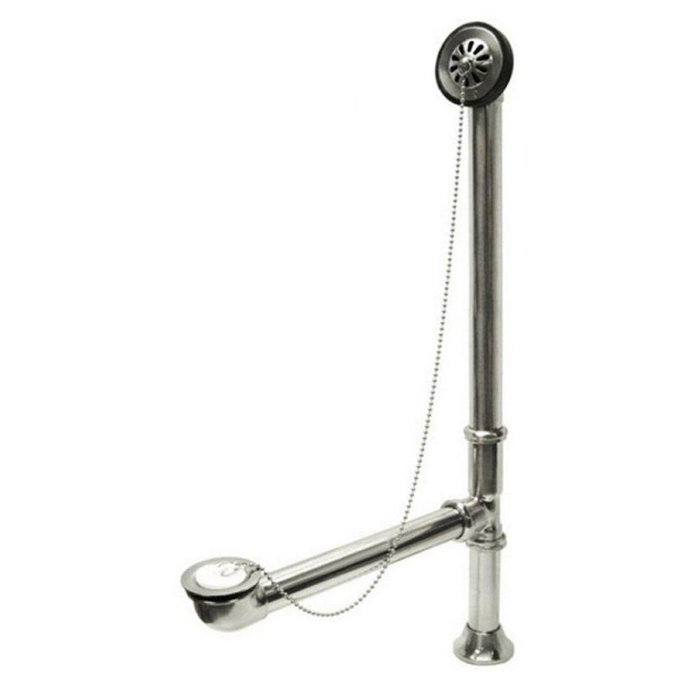 Brass Leg Tub Drain with Chain and Stopper in Chrome Q255012