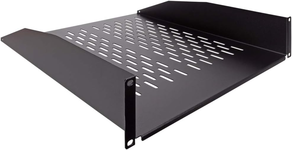 2U 19-Inch Heavy Duty Vented Rack Mount Cantilever Fixed Server Cabinet Shelf Black O289235