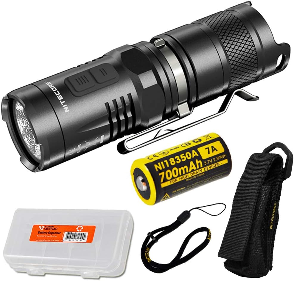 Tactical Flashlight with Red Light, Rechargeable Battery, and Battery Organizer Pack of 2 E565690