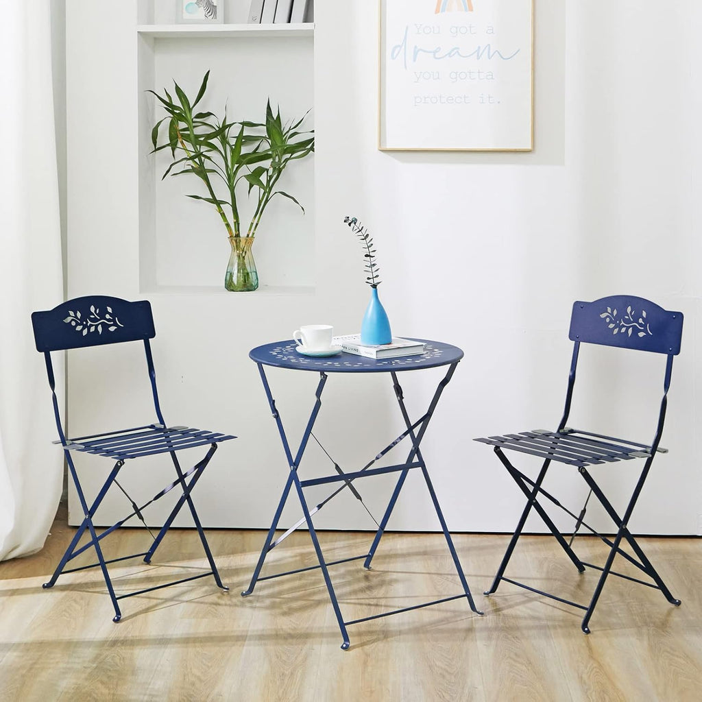 Grey 3 Piece Patio Bistro Set with Folding Chairs B287213