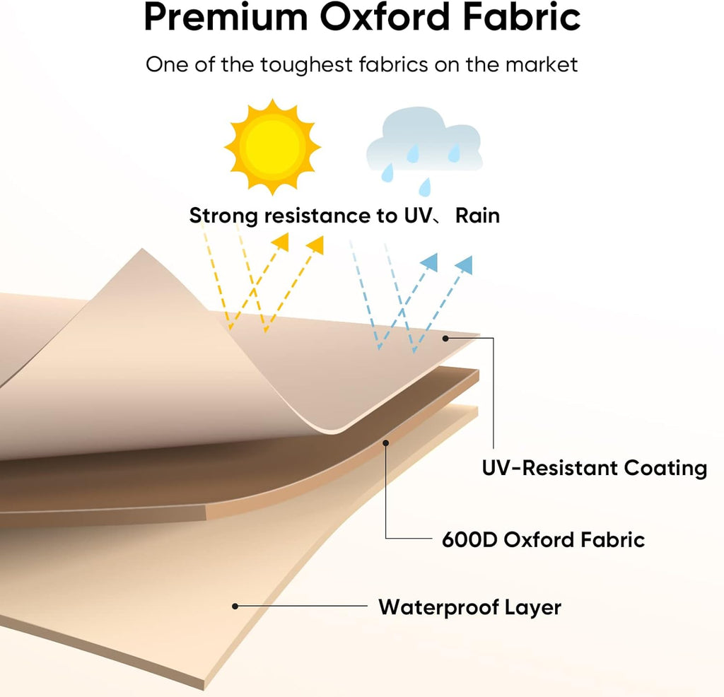 Waterproof 600D Canvas Patio Table Cover (Khaki, 86''x 62'') R317407