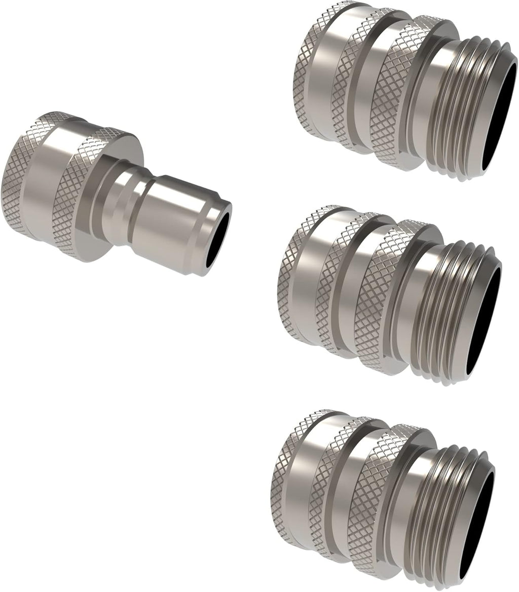 3/4 Inch Stainless Steel Quick Connect Hose Fittings Set (4X4 Plug/Coupler Set) Pack of 2 A496