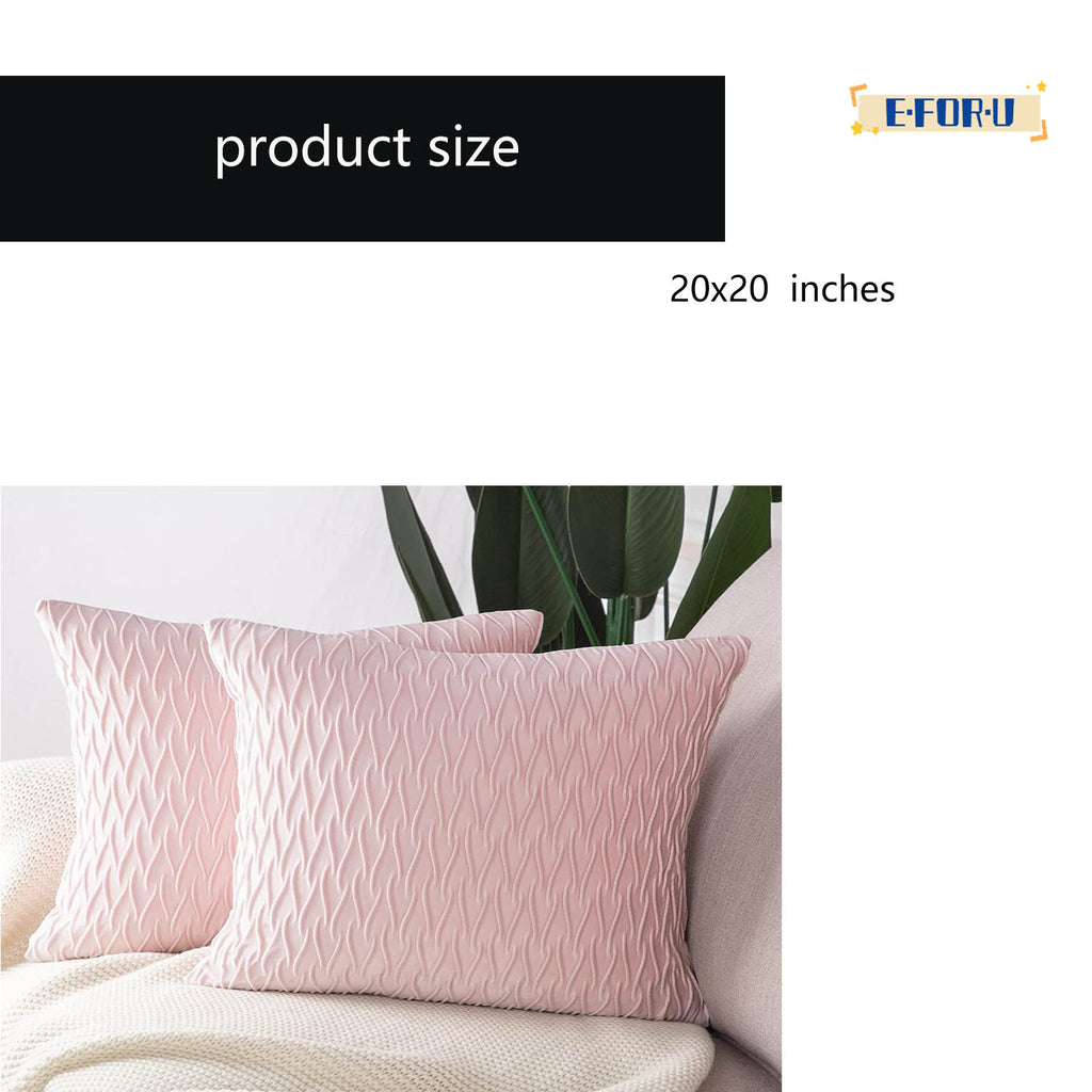 Set of 2 Velvet Decorative Throw Pillow Covers 20x20 inch Square Cushion Case B58394