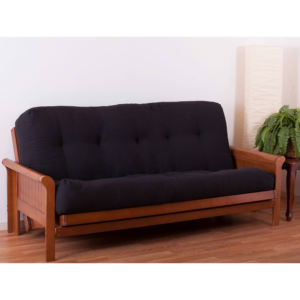 Black Queen-size Twill Futon Mattress M703