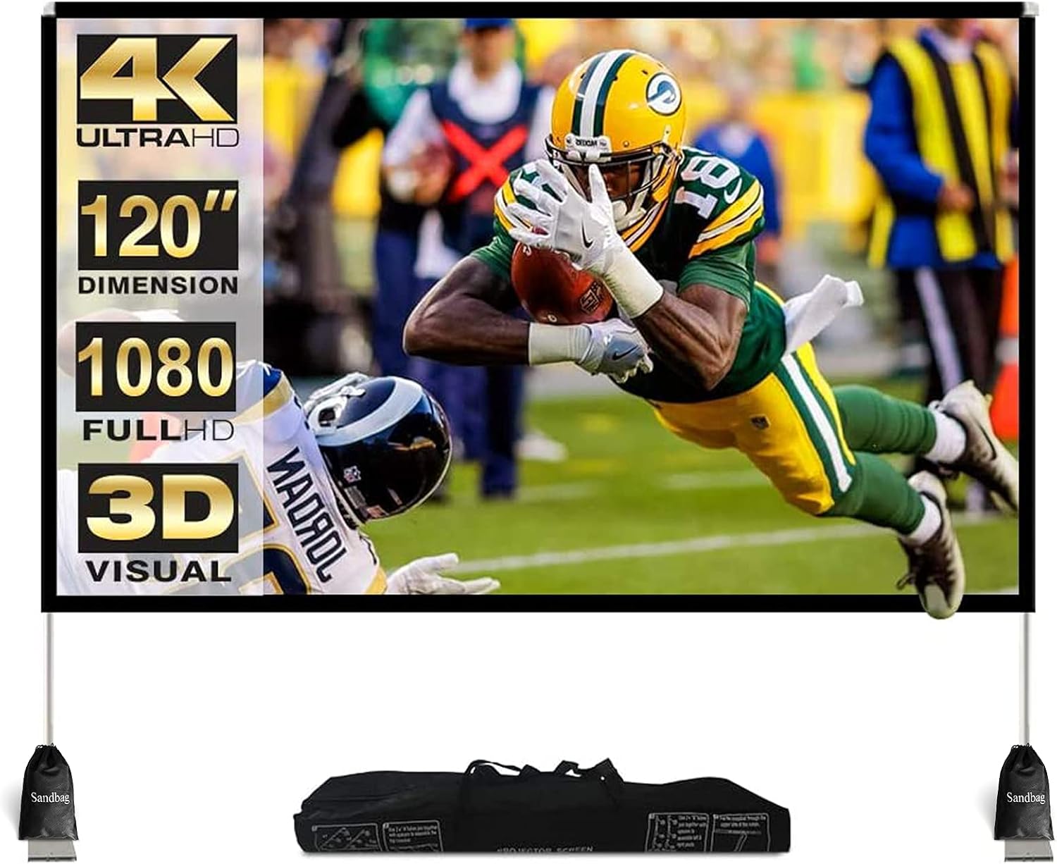 100 inch Portable Projector Screen with Stand and Carry Bag T141729