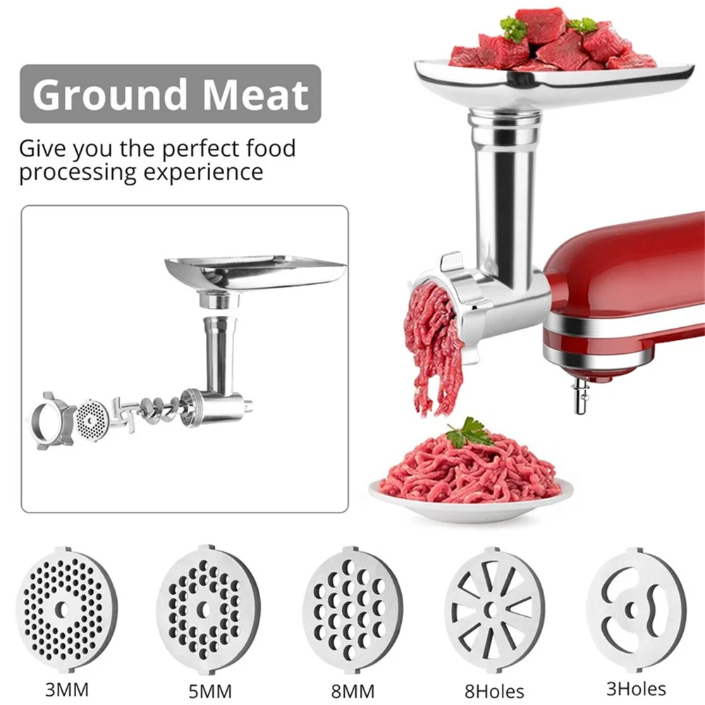 Metal Food Grinder Attachment for KitchenAid Stand Mixers with Sausage Stuffer Tubes N5687