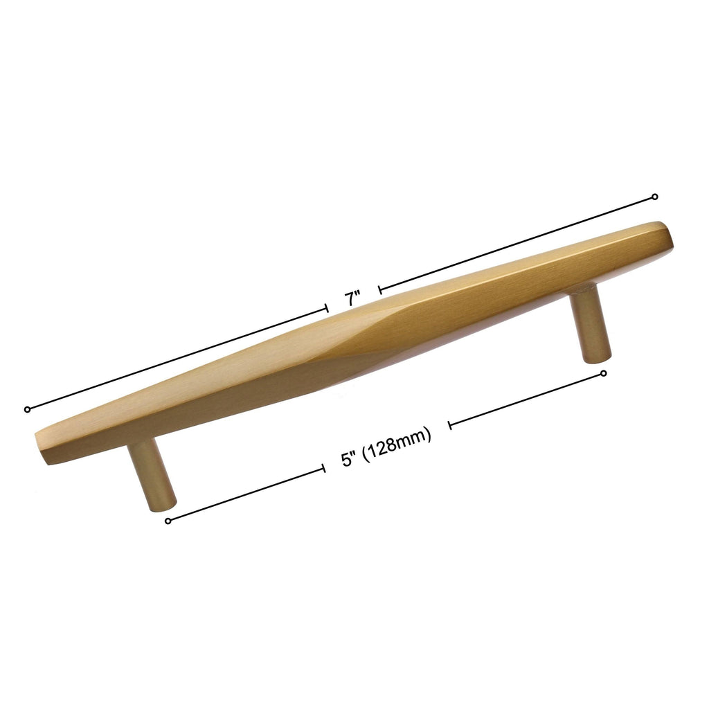 10-Pack 5-Inch Solid Faceted Bar Pull Satin Gold Y545