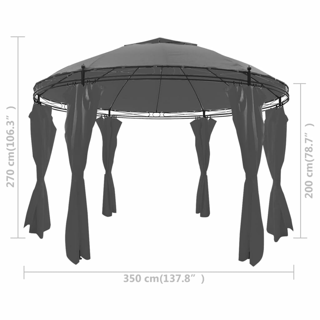 Round Outdoor Gazebo Canopy Steel Frame Sun Shade Shelter D2225