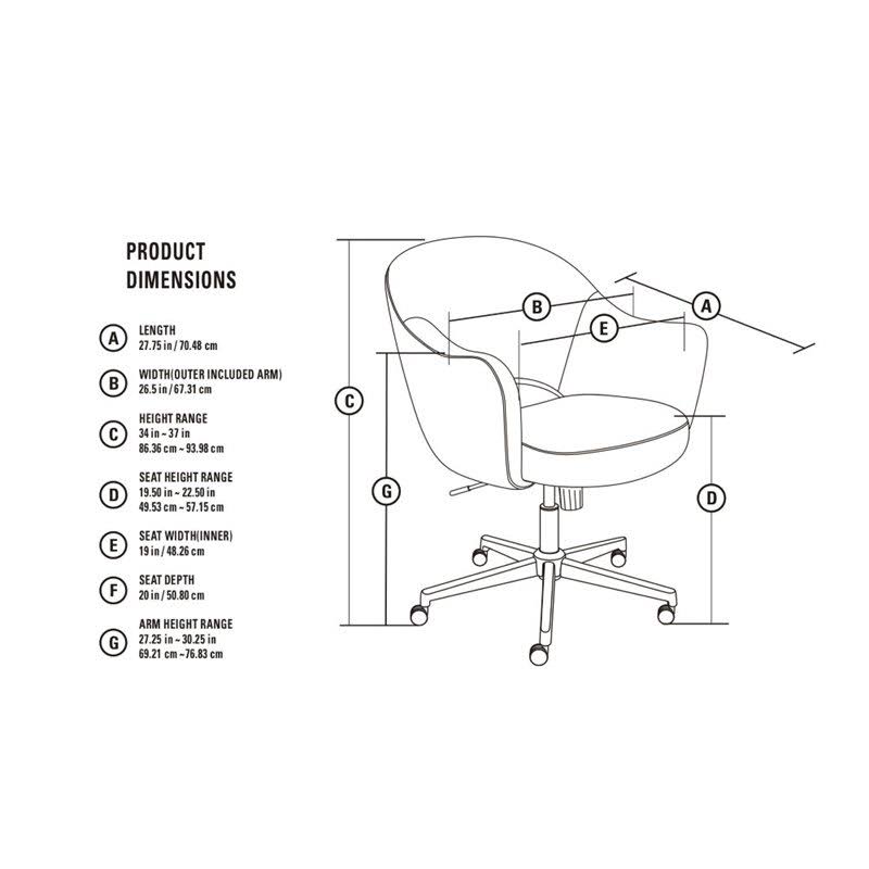 Dovetail Gray Home Office Chair A3415