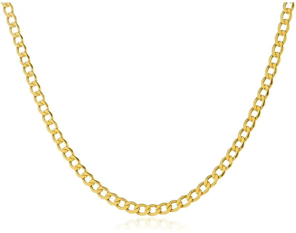 14K Solid Yellow Gold Cuban Chain Necklace T13171