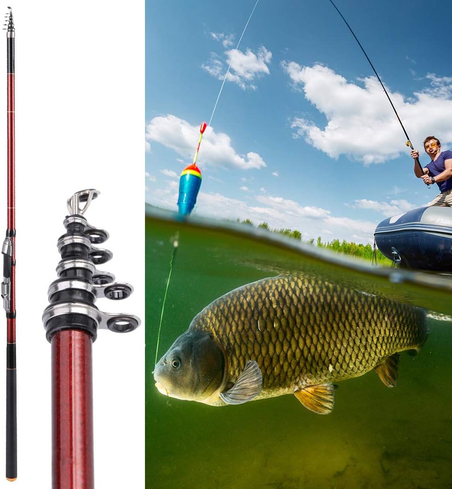 27088‑270 Portable Sea Rock Fishing Pole Carbon Rod 5 Sections 2.7M B1869