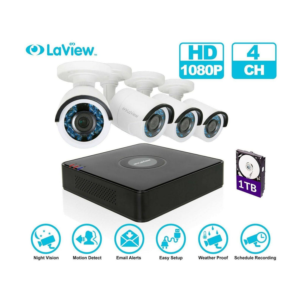 1080p HD 4CH Security Camera System with 1TB HDD T886688