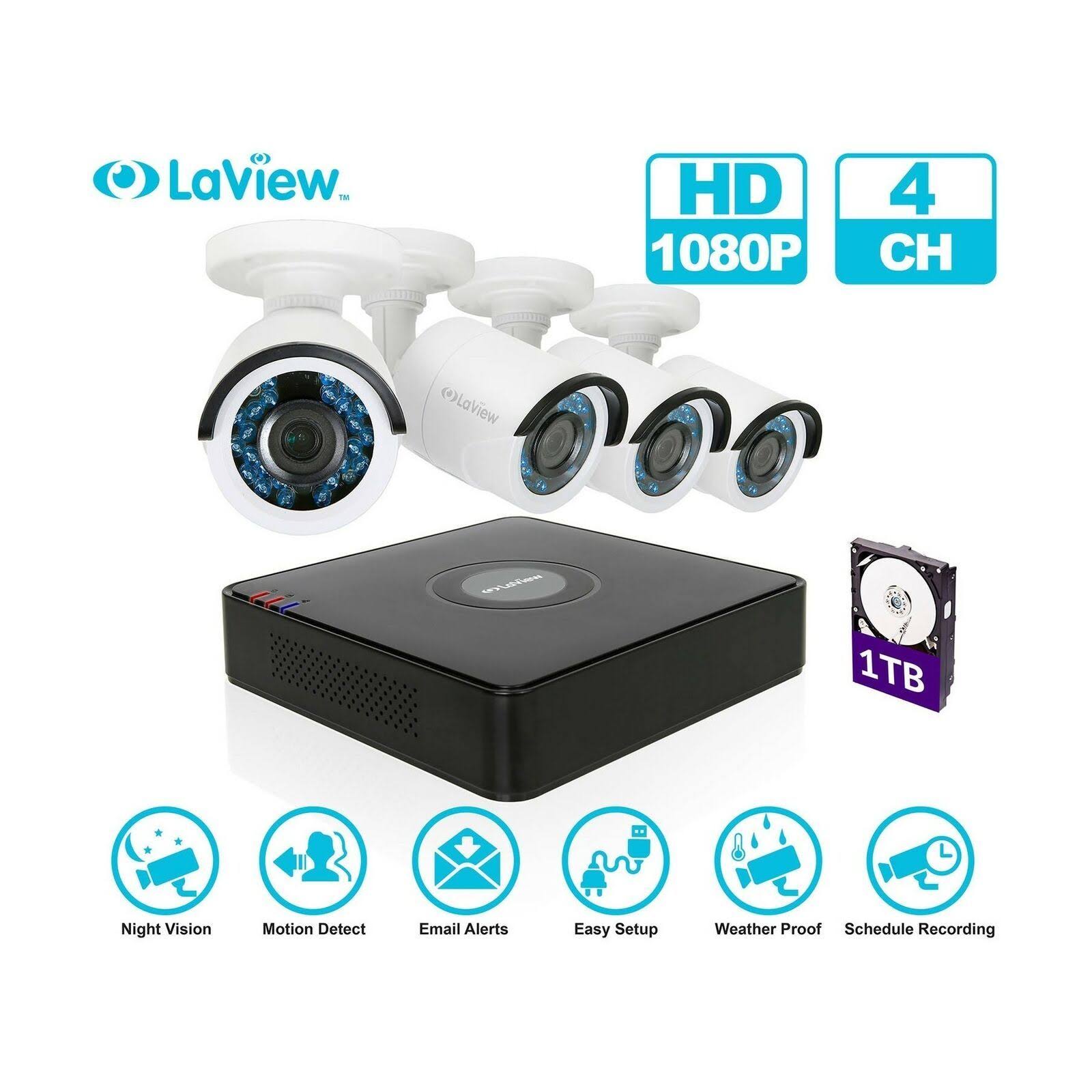 1080p HD 4CH Security Camera System with 1TB HDD T886688