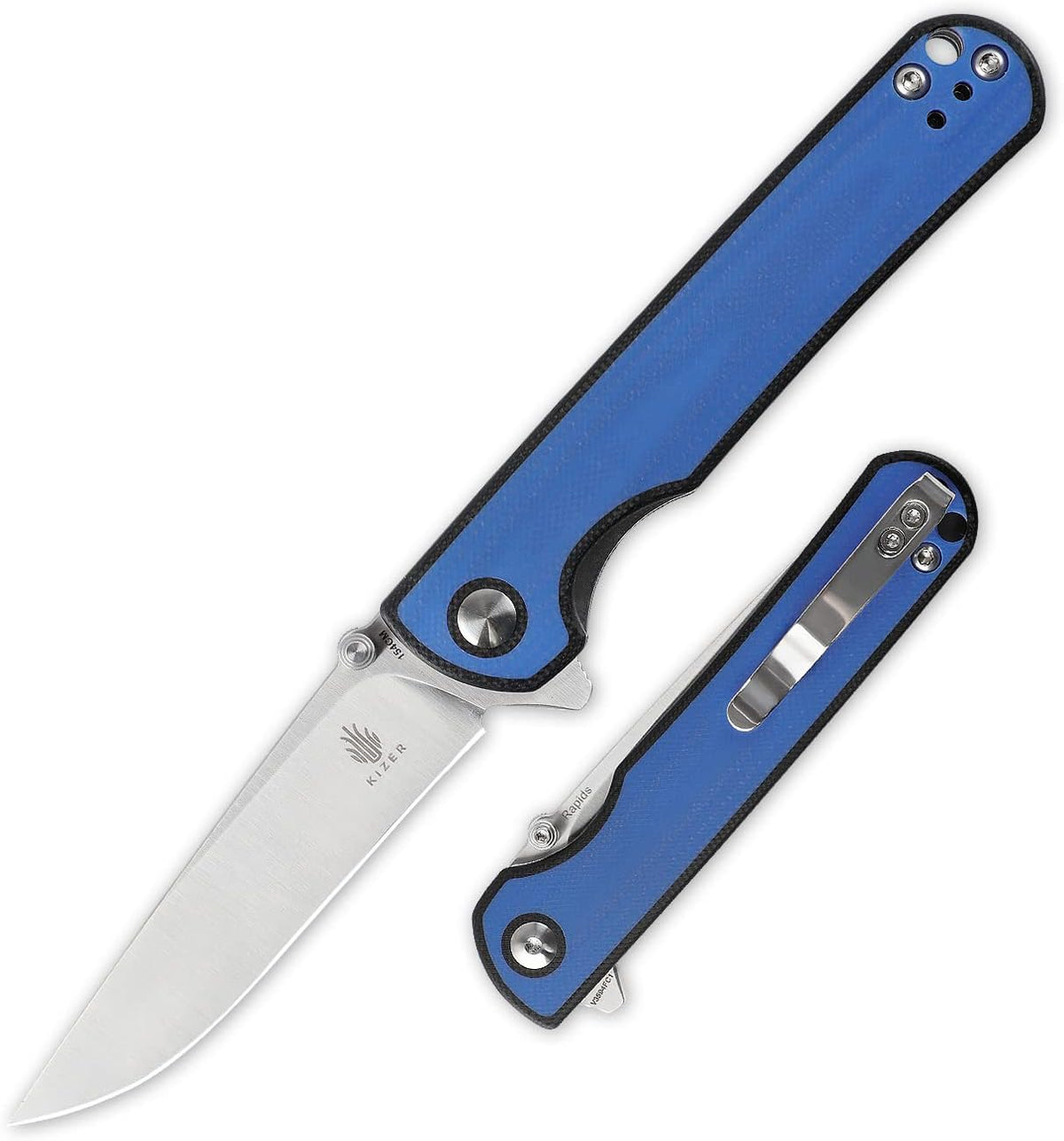 Large Deep Carry Pocket Knife with Blue and Black G10 Handle H632396