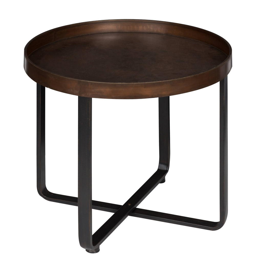Bronze and Black Round Metal End Table N74465