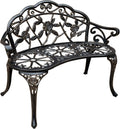 Metal Park Bench with Floral Rose P74458