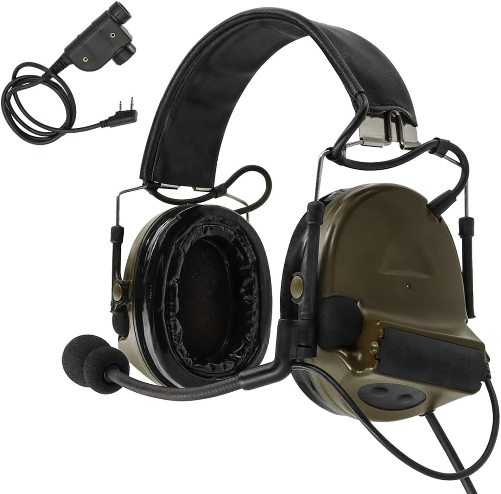 Tactical Headset with Microphone Gel Ear Pads (Green) J770