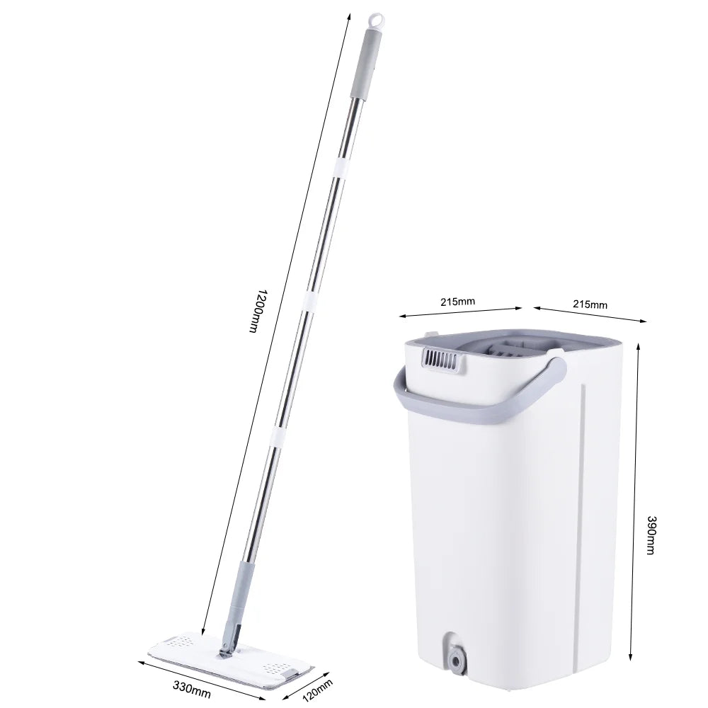 47 Inch Flat Mop and Bucket Set with 2 Microfiber Pads B84538
