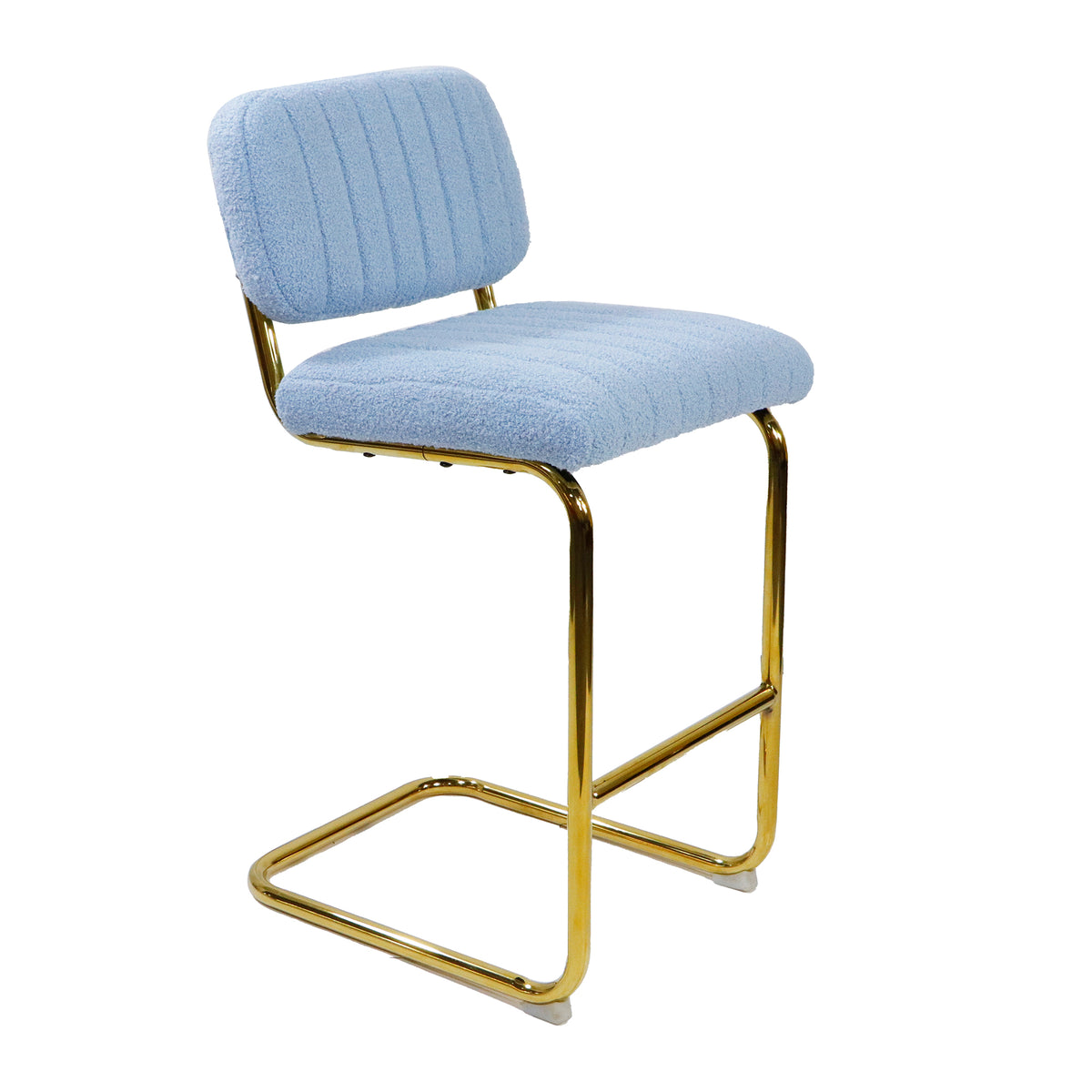 Blue Boucle Upholstered Bar Stools Set of 2 S587