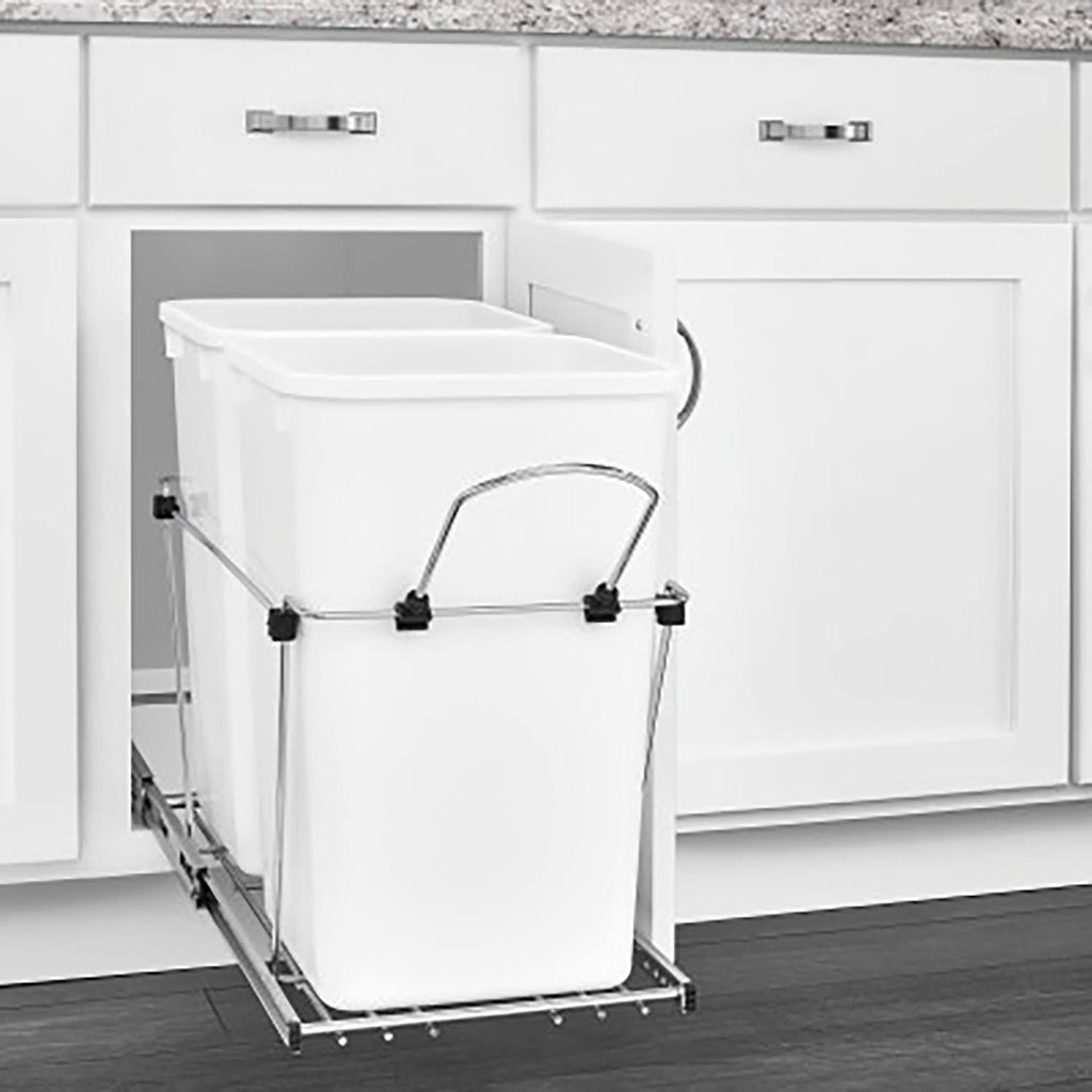 Double 27-Qt Kitchen Cabinet Pullout Waste Container Y7133