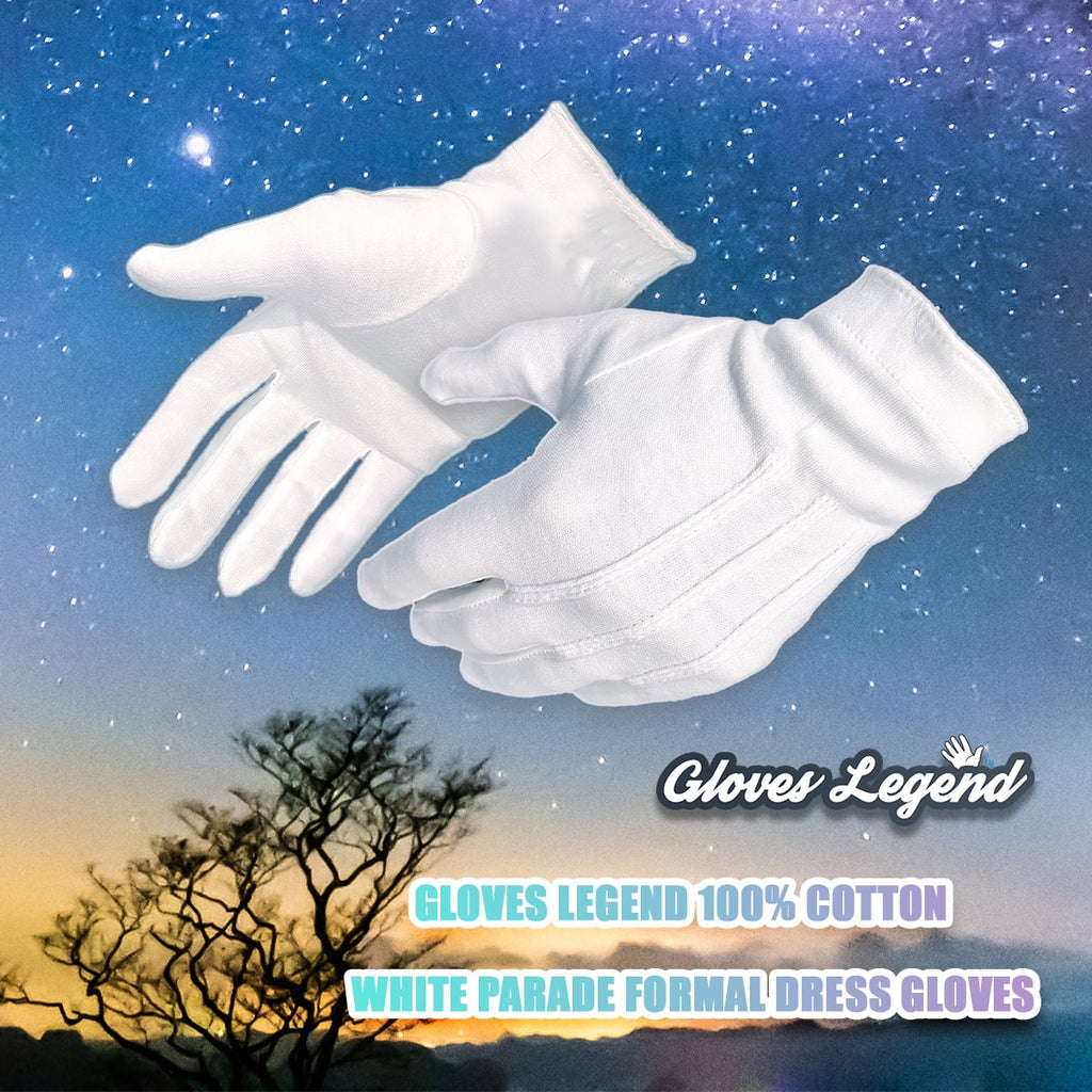 3 Pairs 100% Cotton White Parade Dress Gloves D605991