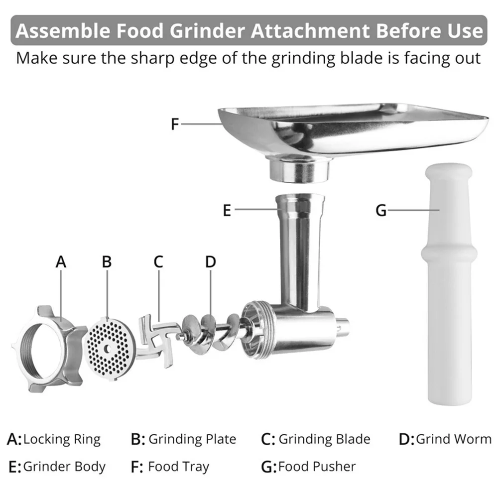 Metal Food Grinder Attachment for KitchenAid Stand Mixers with Sausage Stuffer Tubes N5687