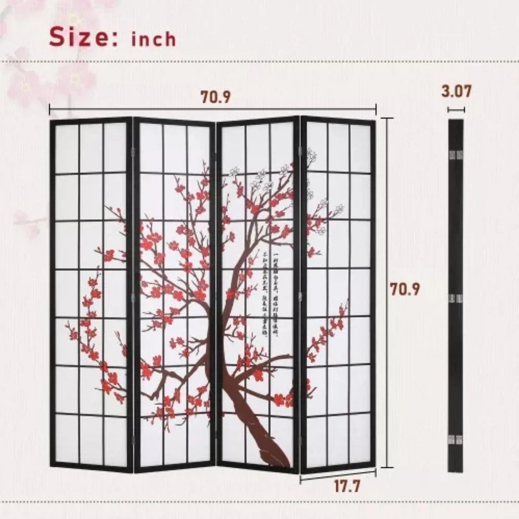 White Freestanding 4 Panel Room Divider V2336