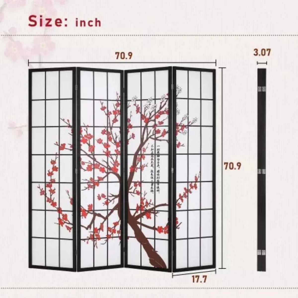 White Freestanding 4 Panel Room Divider V2336