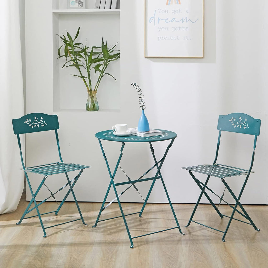 Grey 3 Piece Patio Bistro Set with Folding Chairs B287213
