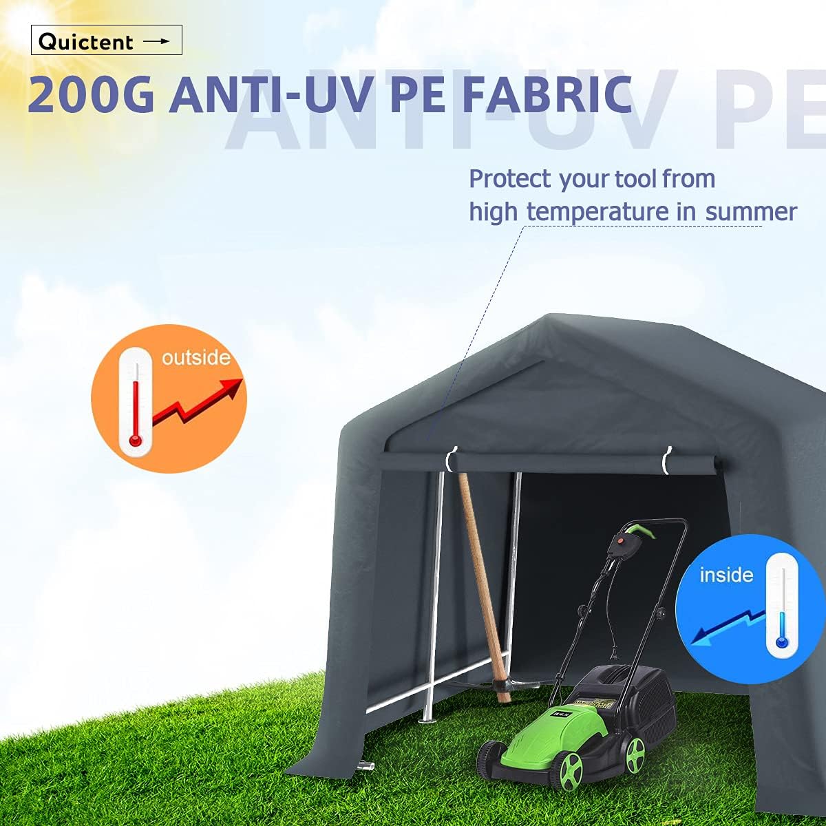 Grey 7' x 12' Heavy Duty Outdoor Storage Shelter T2501