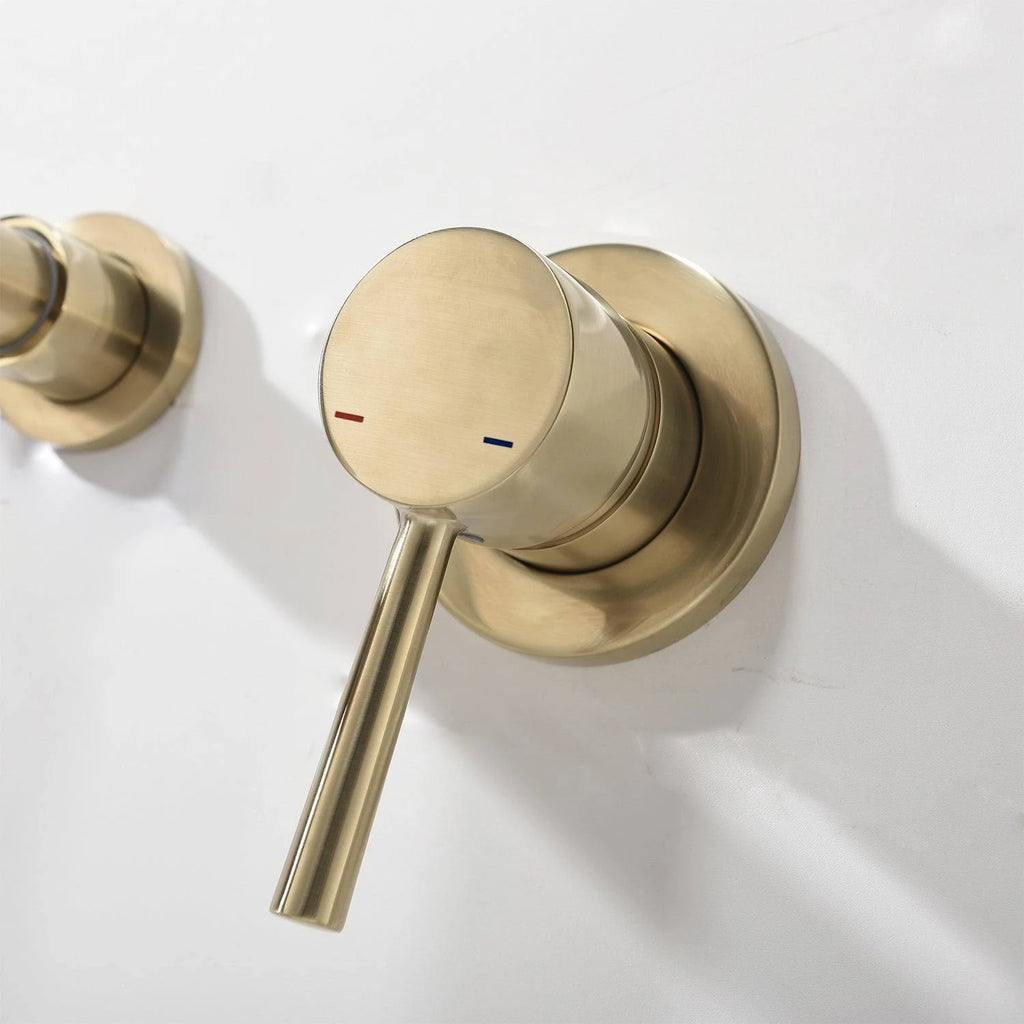 Yellow Wall Mount Single Handle Bathroom Sink Faucet with Drain V3915
