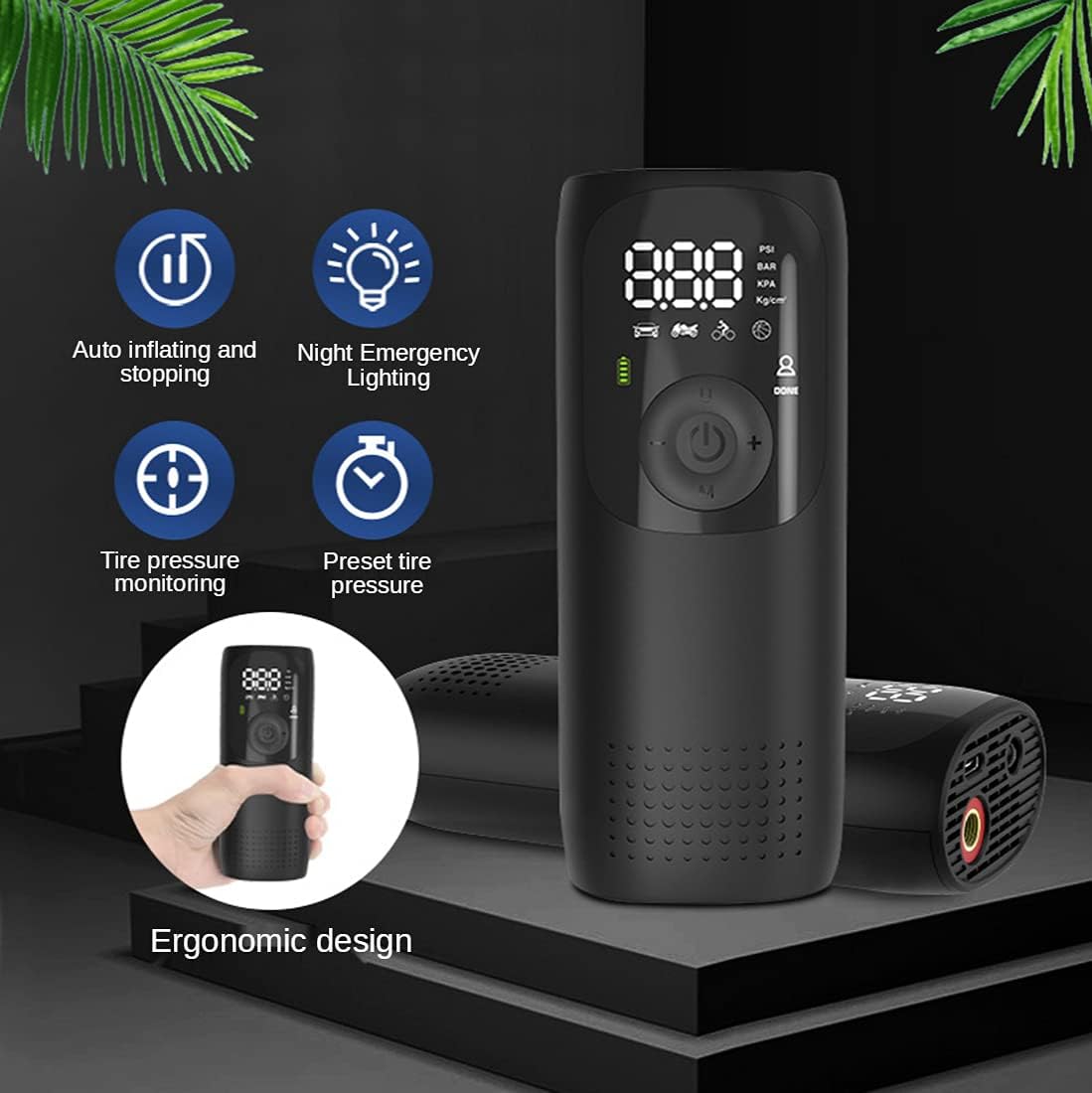 150PSI Rechargeable Digital Portable Air Compressor Tire Inflator Pump D373421