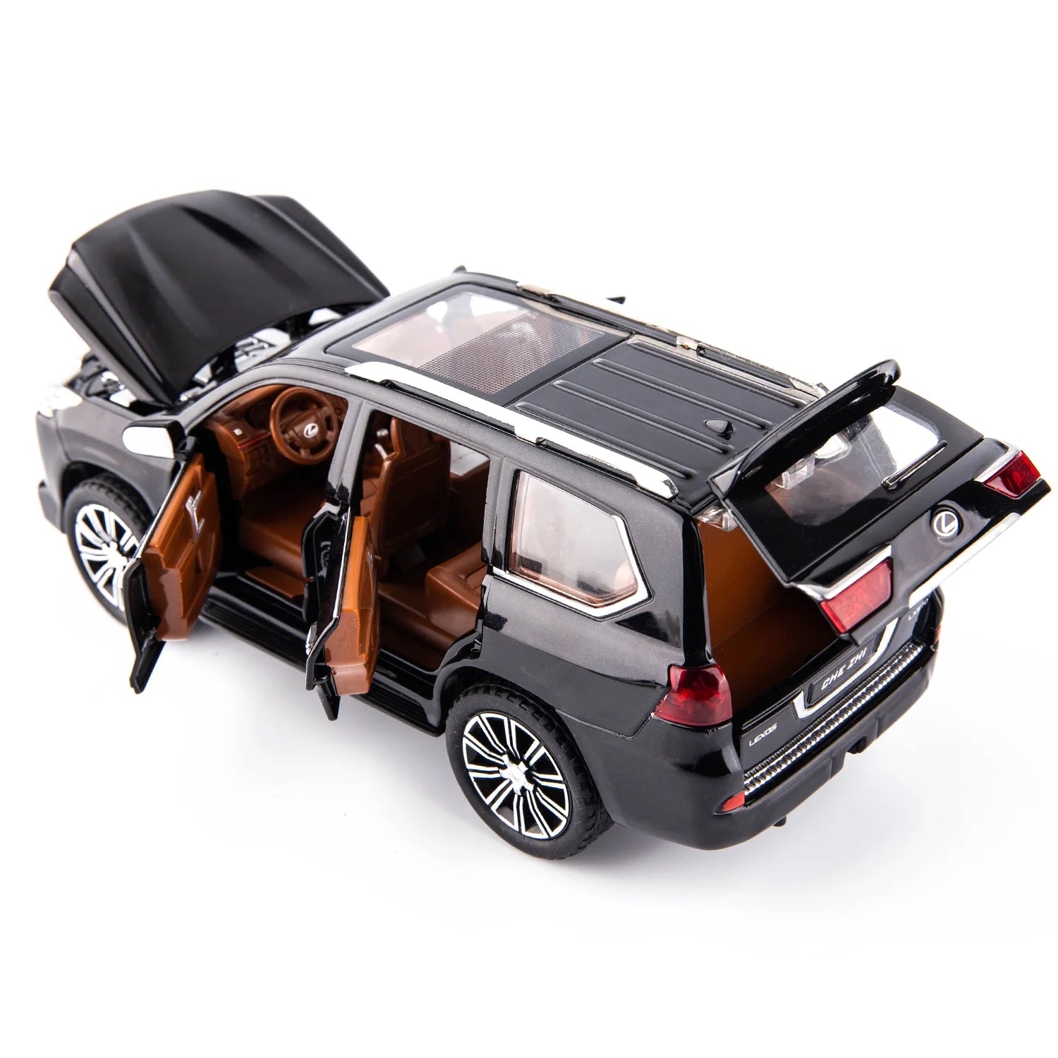 1/24 Lexus 570 Off-Road Luxury SUV Model Car, Zinc Alloy Pull Back Toy Car with Sound and Light H991