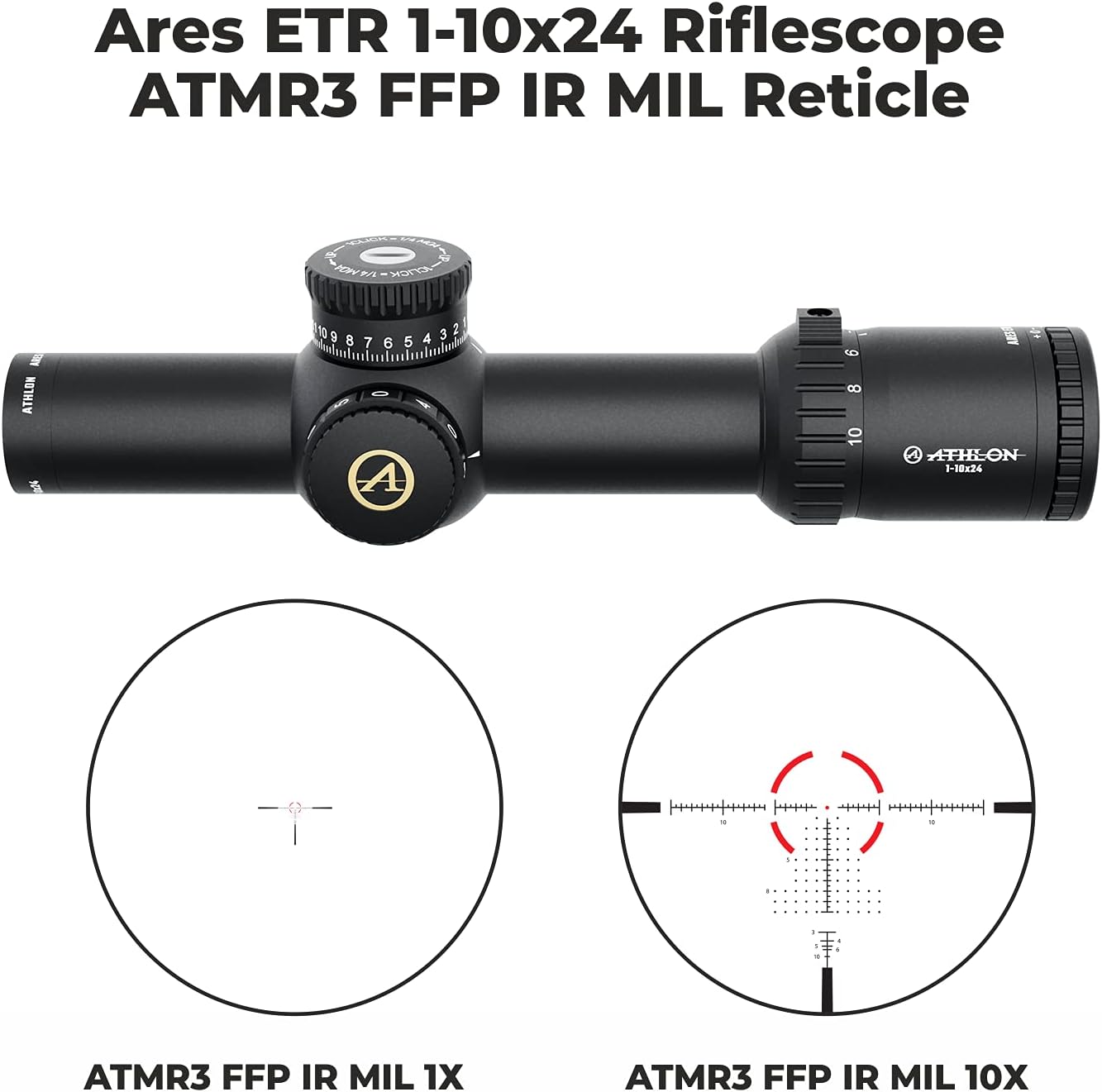 1-10x24 FFP IR MIL Riflescope with Lens Cleaning Pen R716