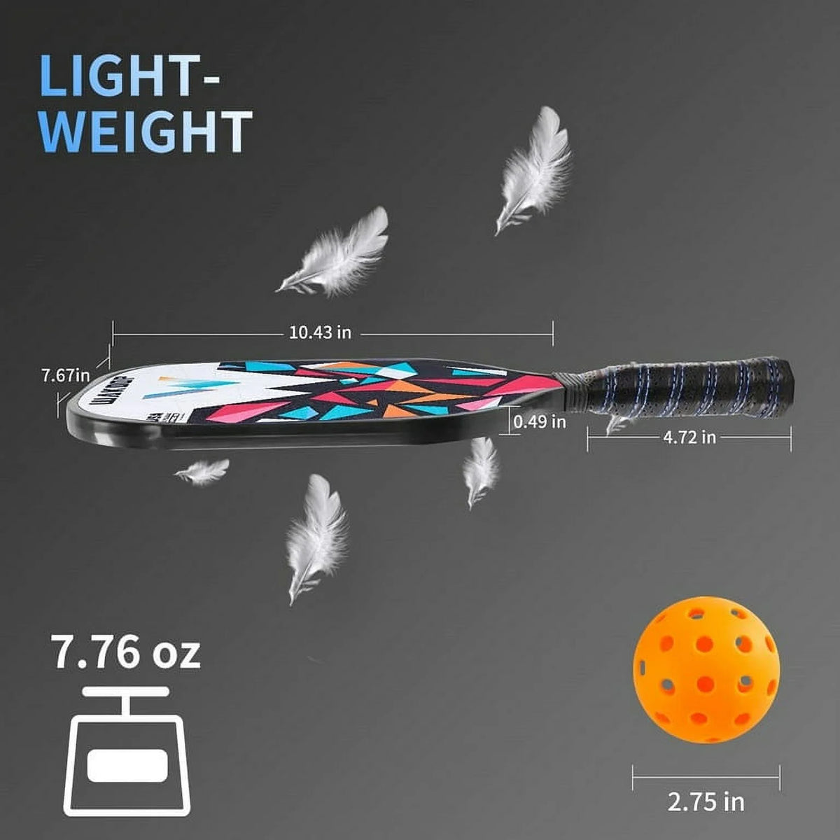 Graphite Pickleball Paddle Set with 4 Balls and Cover Bag R455746