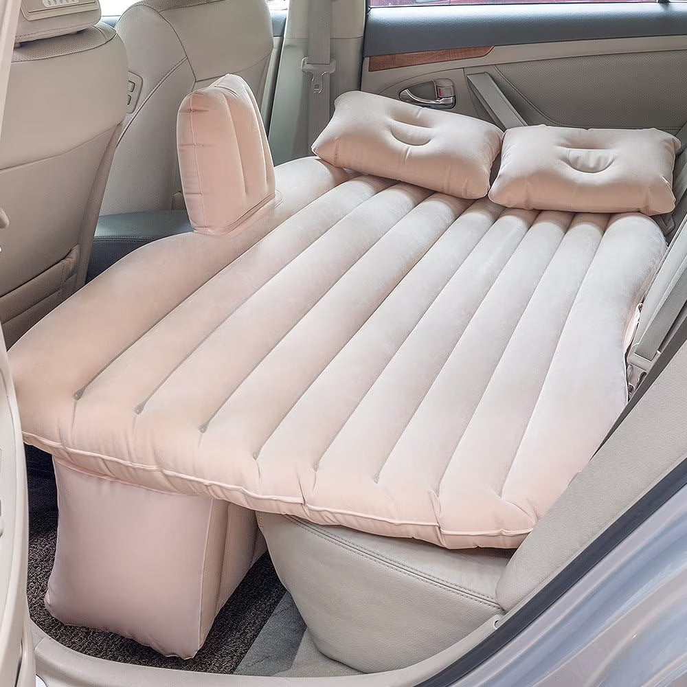 Car Bed Air Mattress with Motor Pump, Two Pillows, Natural Beige U200363