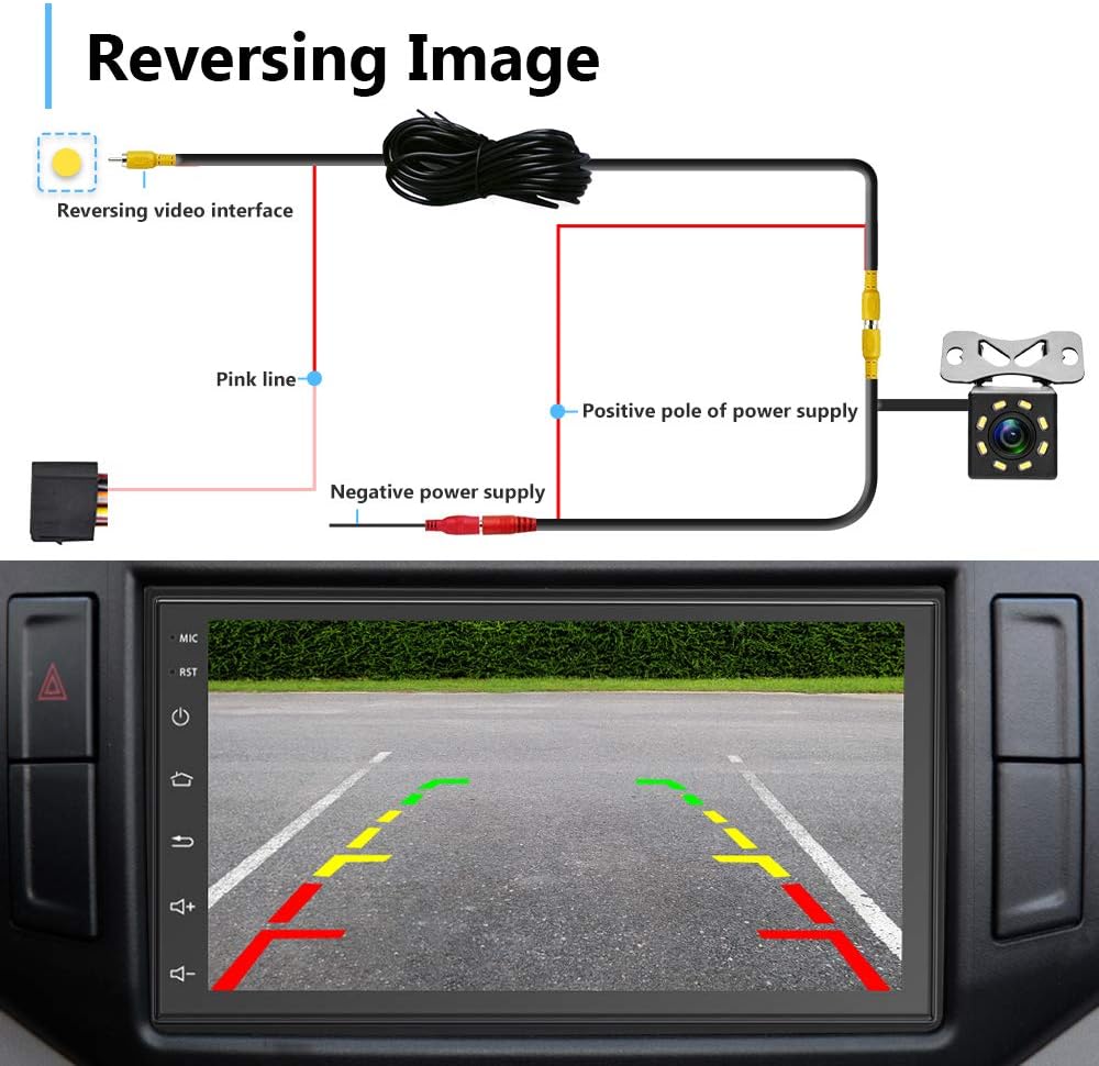 Android Double Din Car Stereo with Touch Screen Bluetooth FM Receiver Backup Camera Dual USB O1380