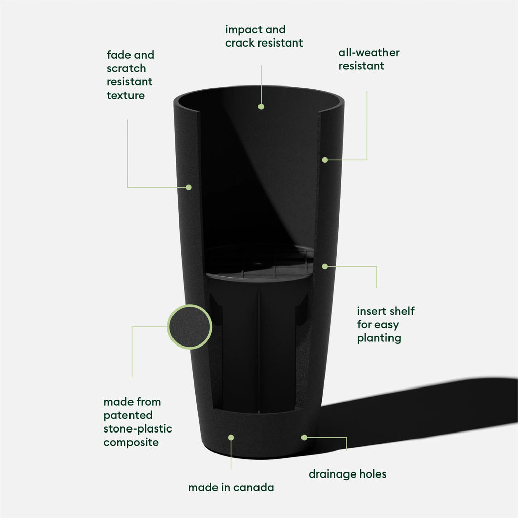 Black 2-Pack Plastic-Stone Planter O918
