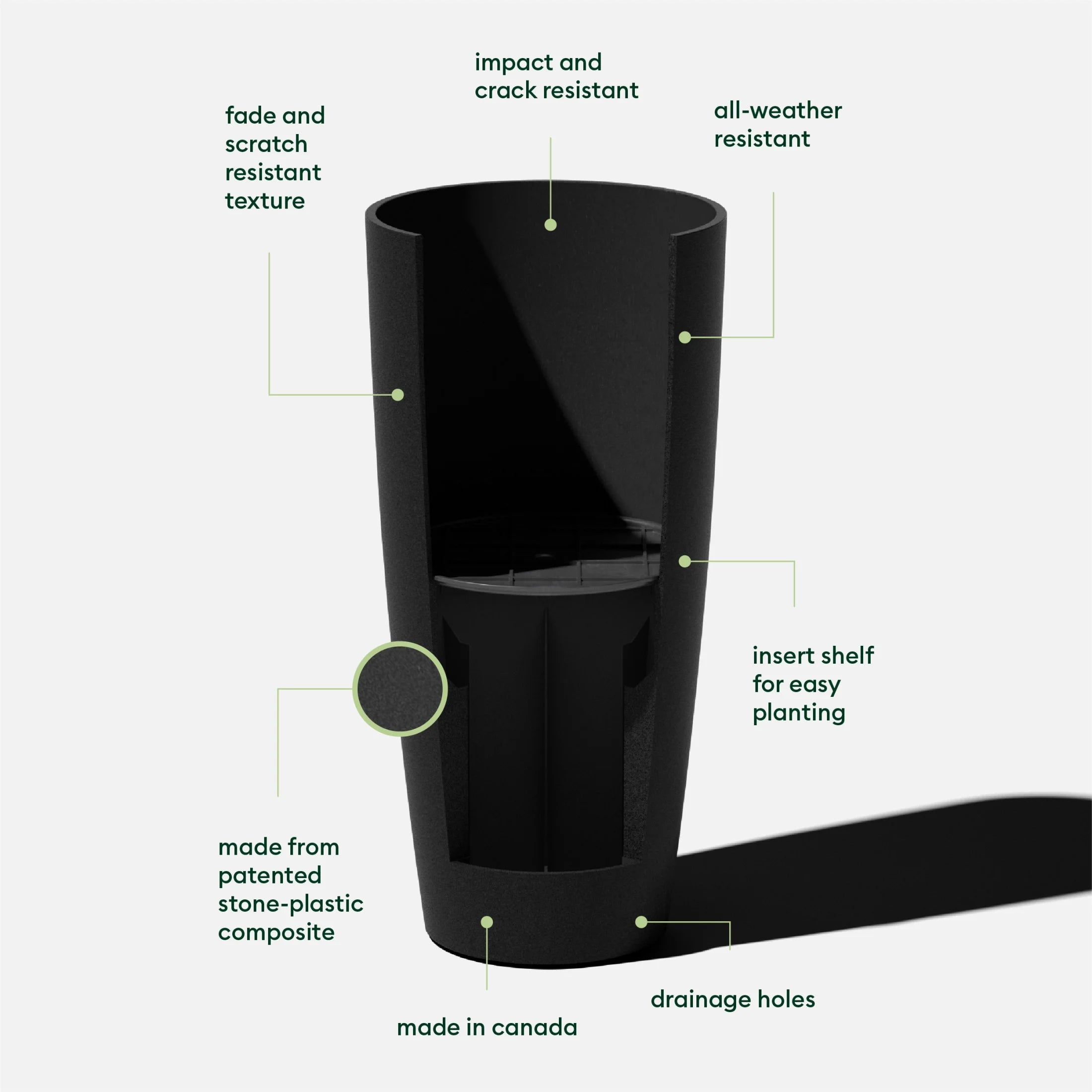 Black 2-Pack Plastic-Stone Planter O918