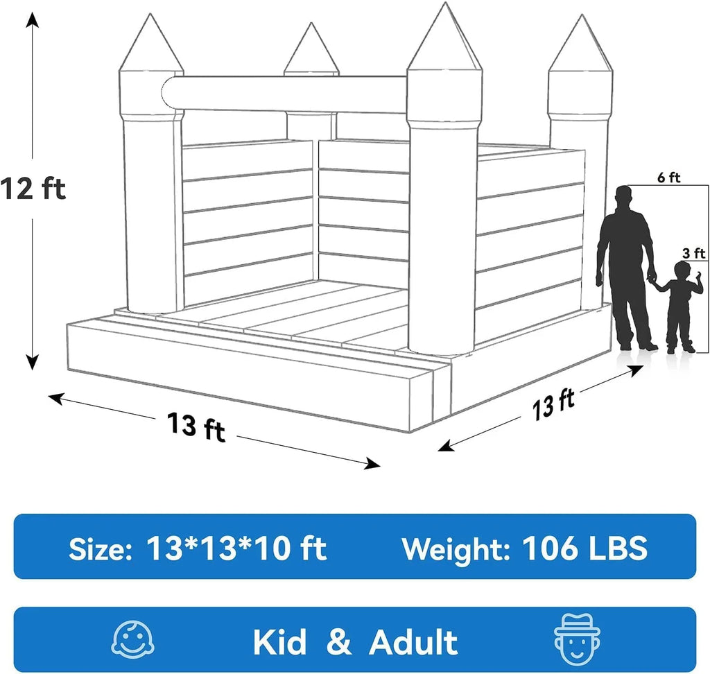 White Bounce House with Air Blower E11270