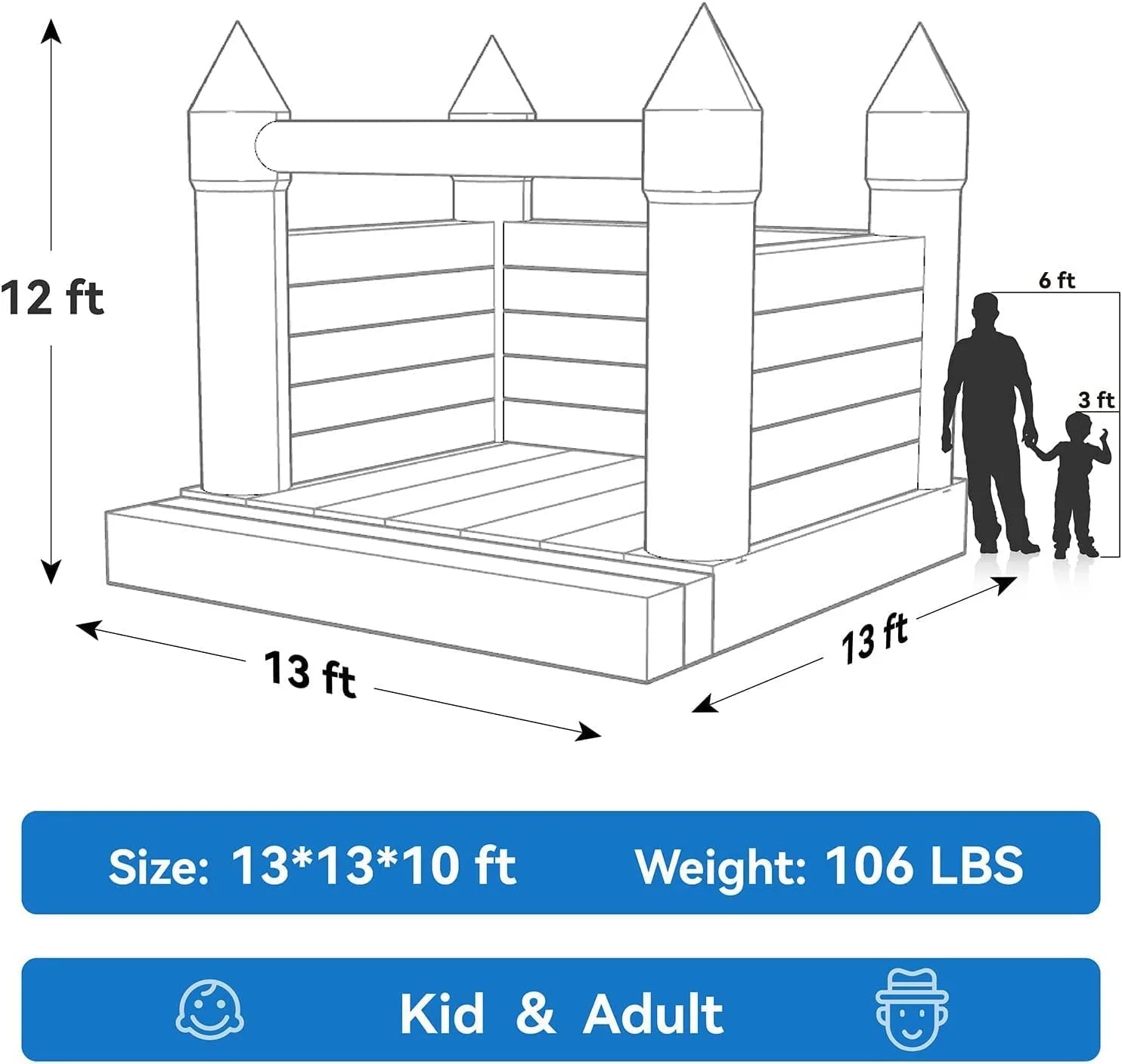 White Bounce House with Air Blower E11270