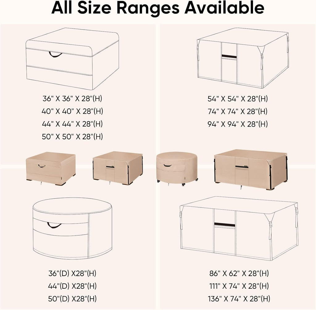 Waterproof 600D Canvas Patio Table Cover (Khaki, 86''x 62'') R317407