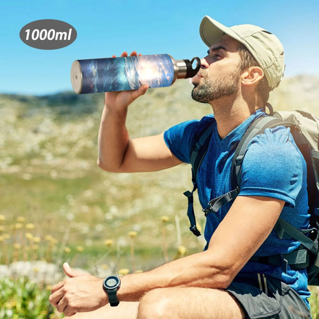 Stainless Steel Insulated Thermos Vacuum Flask Water Bottle with Straw Lid Y7312