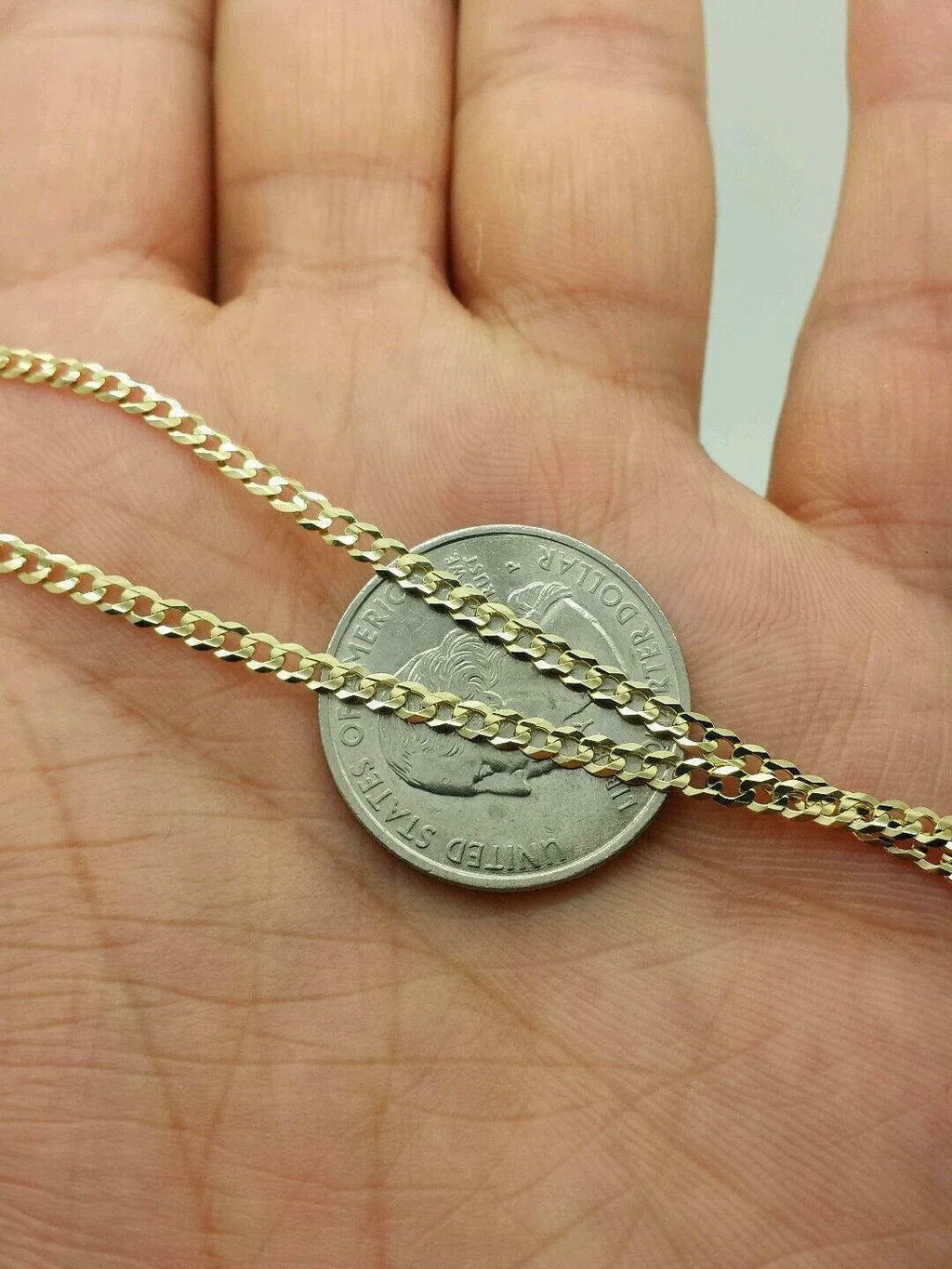 14K Solid Yellow Gold Cuban Chain Necklace T13171